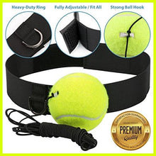 Load image into Gallery viewer, by.RH Fight Ball Reflex | Boxing Balls on String with Headband Training Speed Reaction Set Kit Hat Head Band Refex Punching Focus Reflexes Trainer Practice Punch Fitness Gym Boxer Cap… (Tennis Ball)